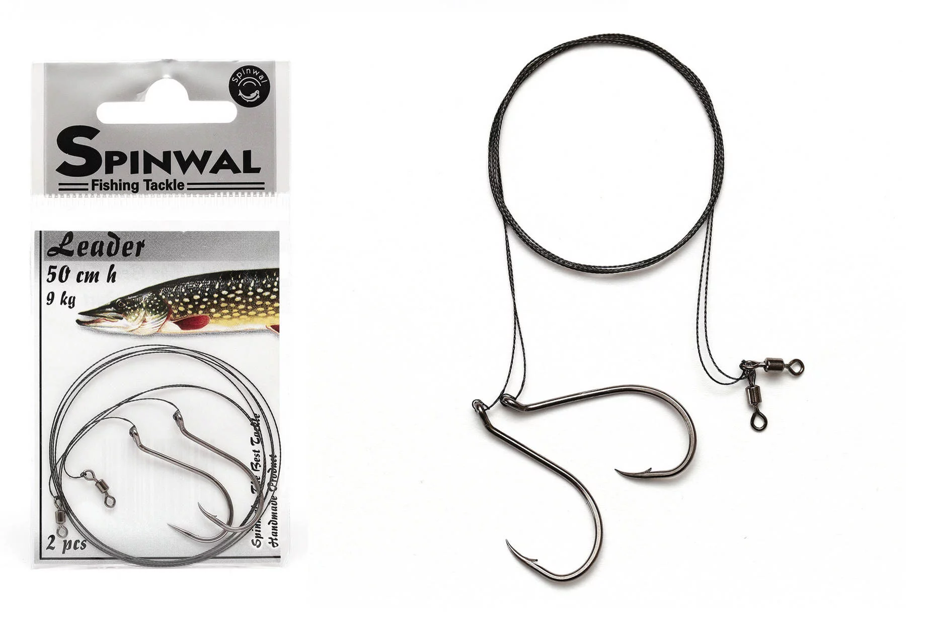 Spinwal Przypon 50cm 9kg Hak 2pcs